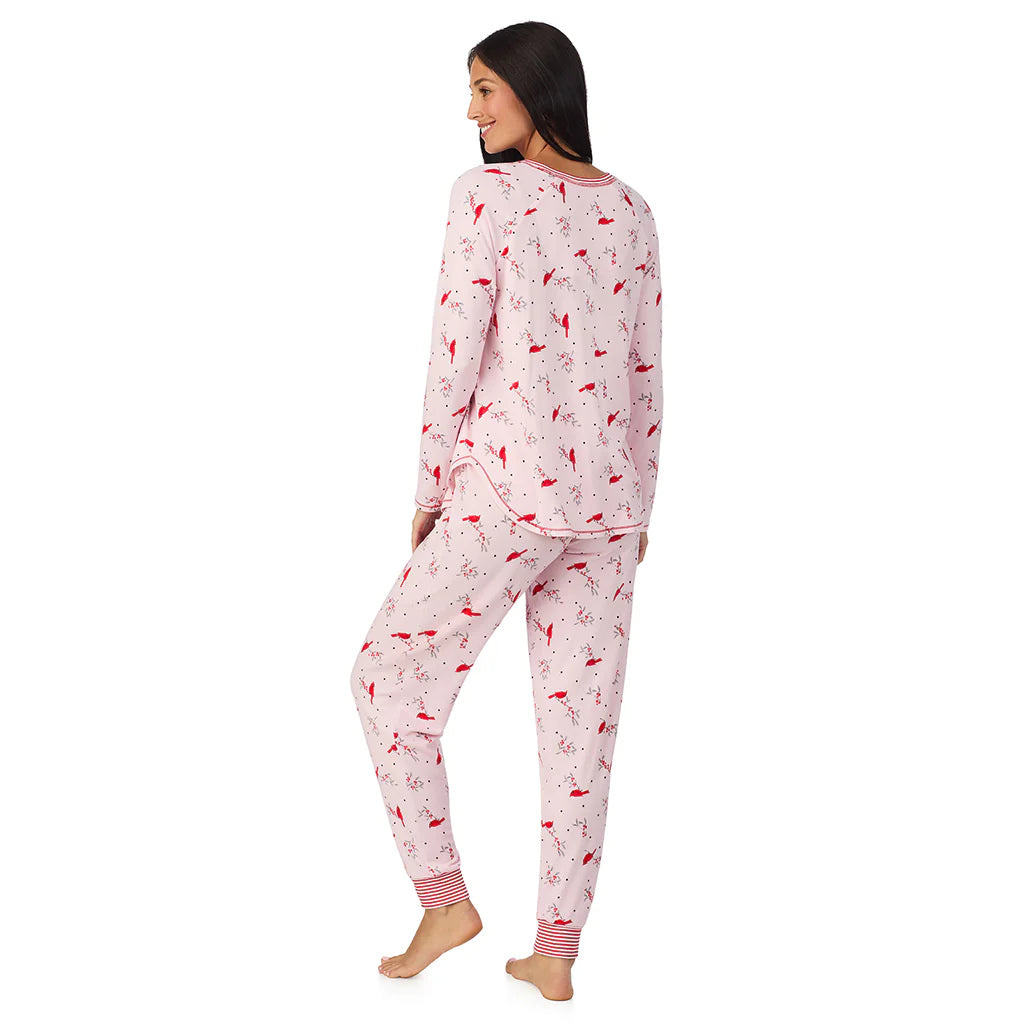 Brushed Sweater Knit Long Sleeve Top with Jogger 2-Pc Pajama Set