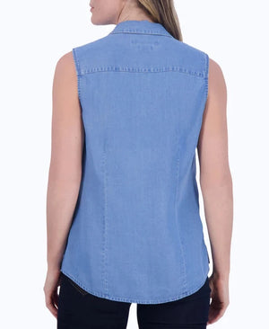 Ashley Tencel Sleeveless Shirt | Bluewash Tencel