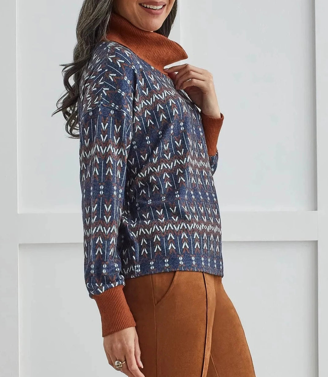 Combo Neck Sweater | Sapphire