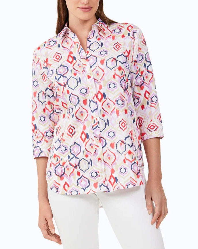 Boyfriend Non-Iron Tunic  | Summer Ikat