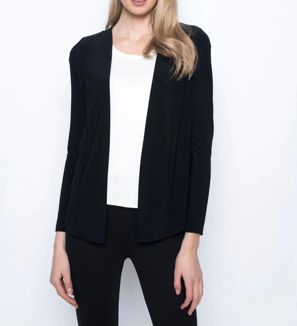 Long Open Front Jacket | Black