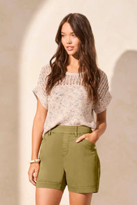 Pull On Shorts with Hem Slit