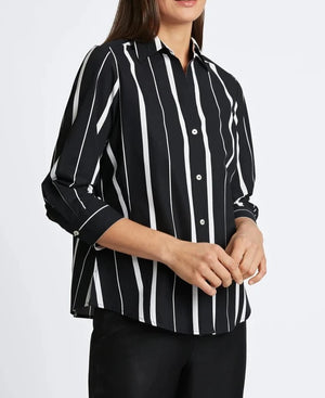 Paityn No Iron Black & White Stripe Shirt