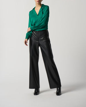 Notched Collar Satin Blouse | Kelly Green