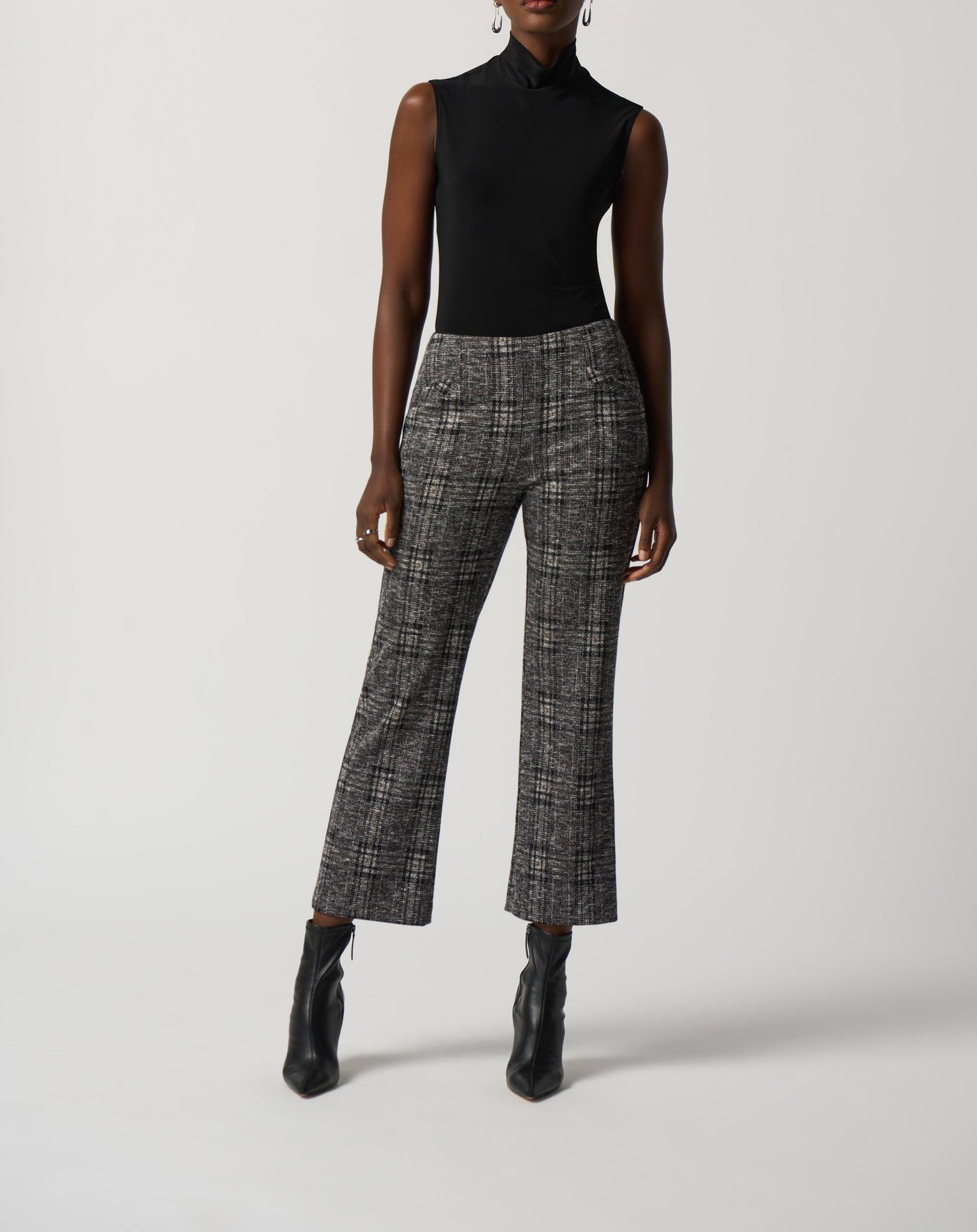 Plaid Jacquard Cropped Pants