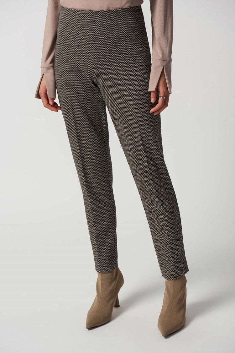 Geometric Print Slim-Fit Pants | Black\Beige 