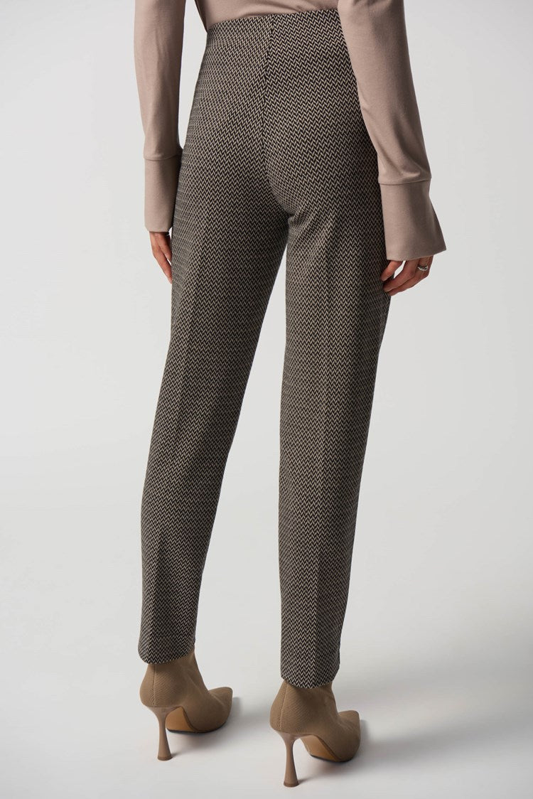 Geometric Print Slim-Fit Pants | Black\Beige 