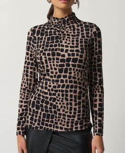 Mock Neck Animal Print Top