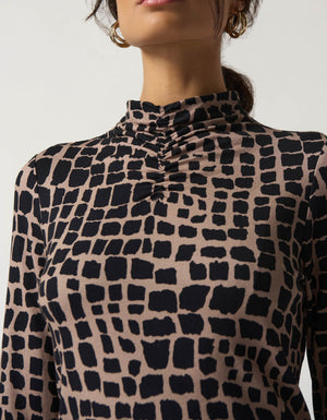 Mock Neck Animal Print Top