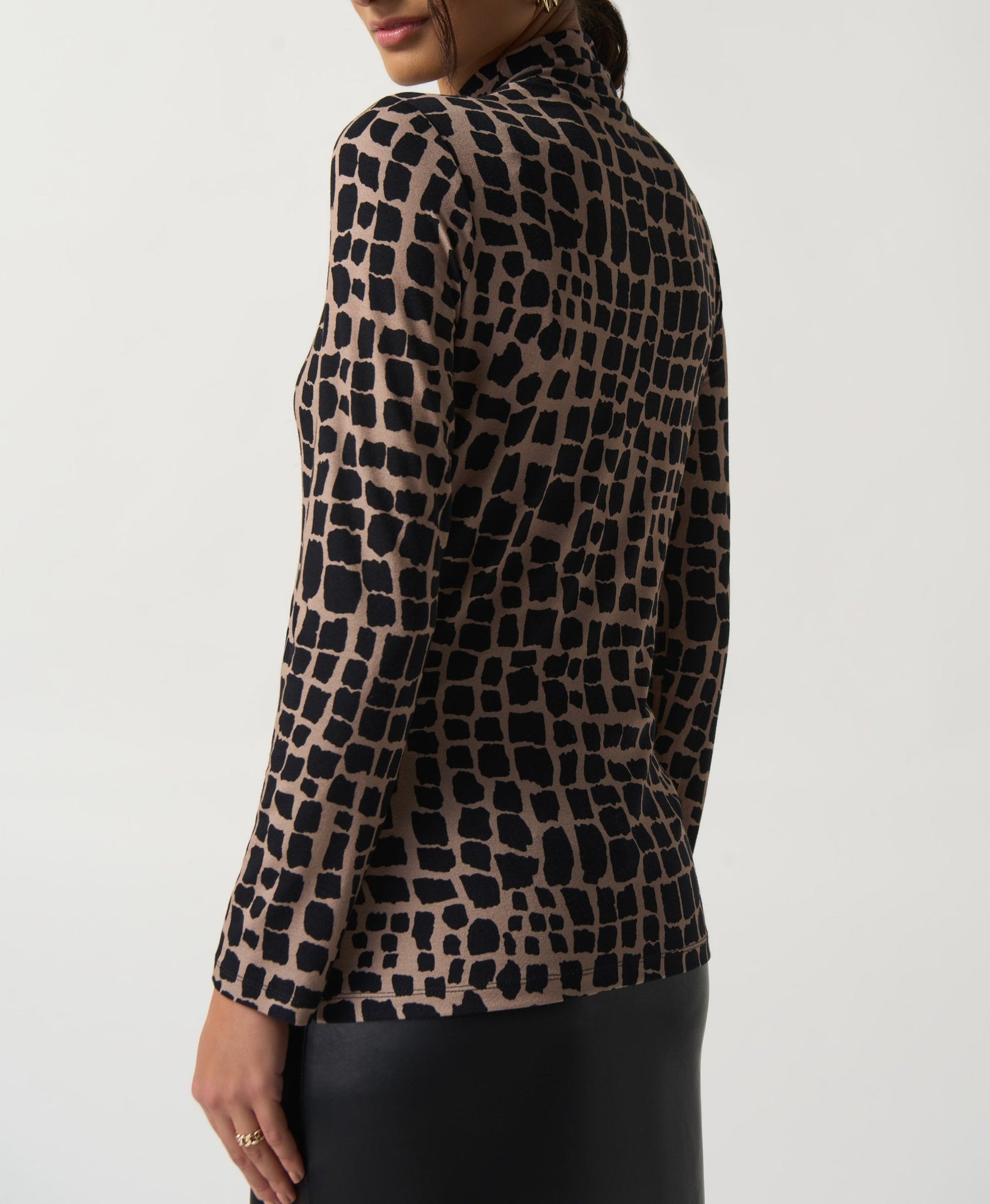 Mock Neck Animal Print Top