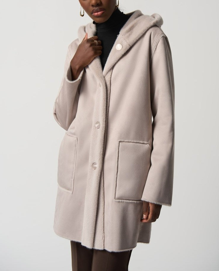 Suede Hooded Coat | Mink