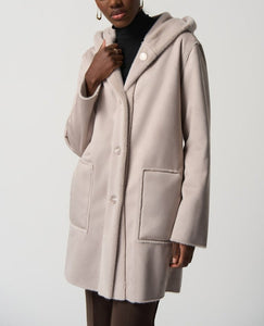 Suede Hooded Coat | Mink
