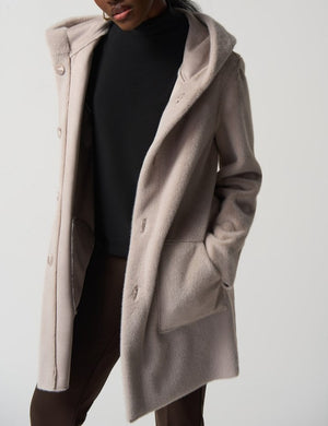 Suede Hooded Coat | Mink