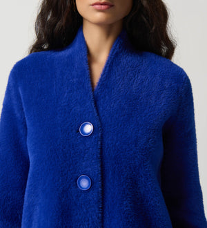 Feather Yarn Flared Coat | Royal Sapphire