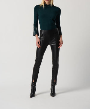 Embellished Sweater With Bell Sleeve and Mock Neck | Alpine Green