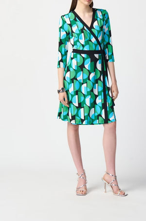 Geometric Print Wrap Dress
