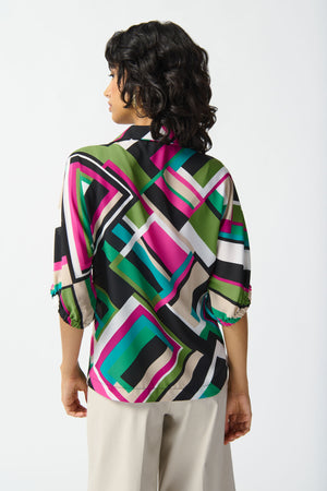 Georgette Geometric Print Boxy Top