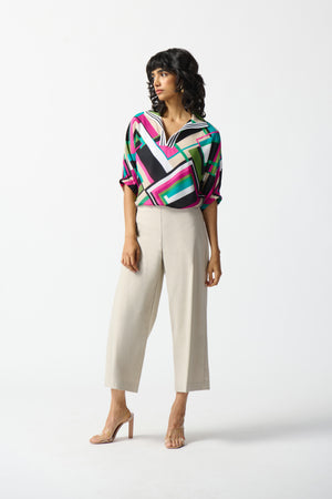 Georgette Geometric Print Boxy Top