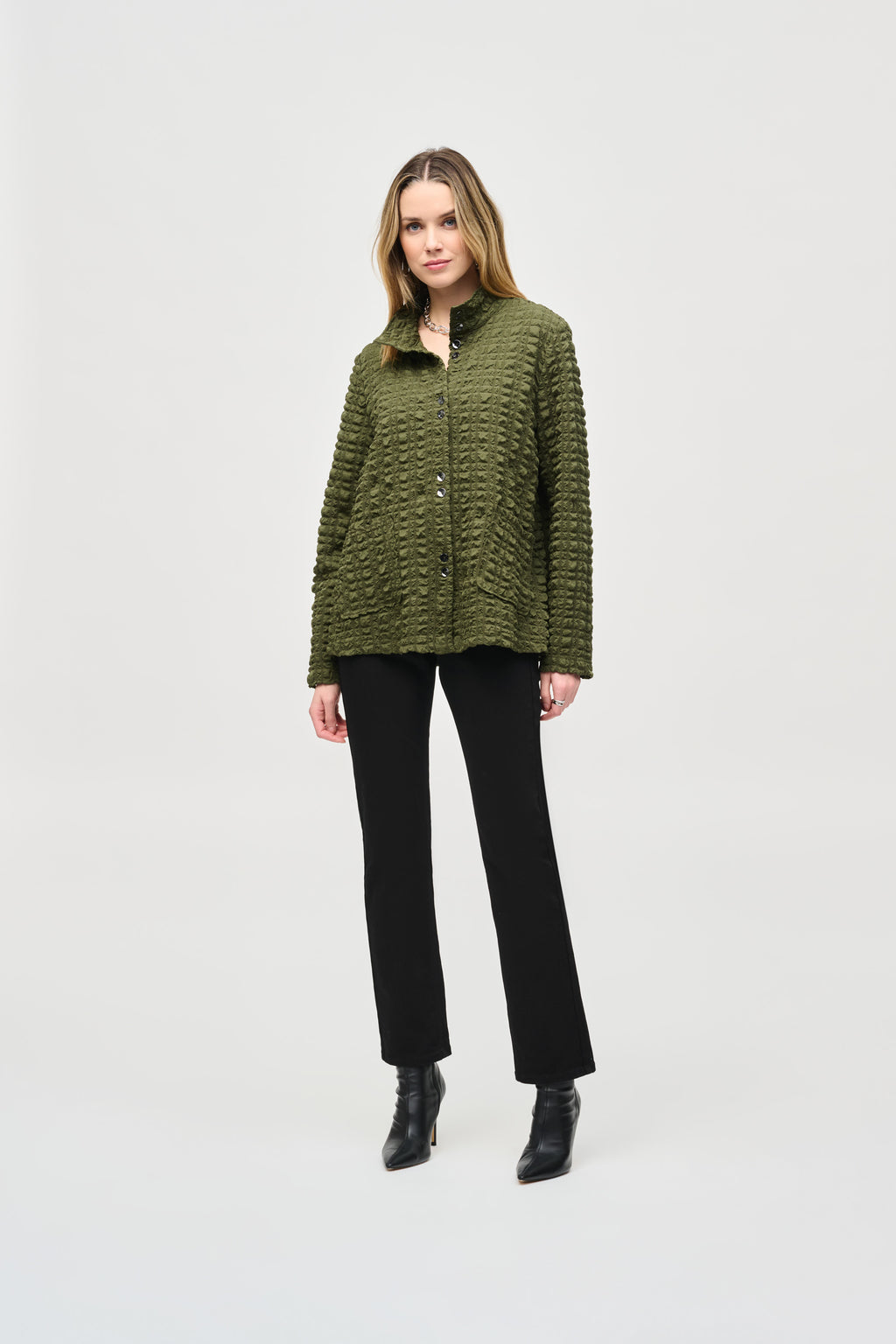 Bubble Jacquard Mock Collar Jacket