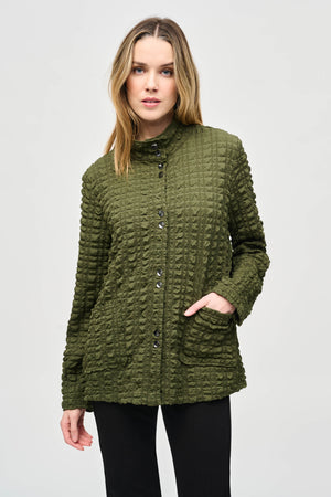 Bubble Jacquard Mock Collar Jacket