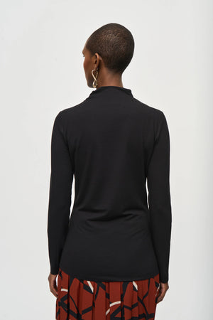 Rayon Jersey Fitted Turtleneck | Black