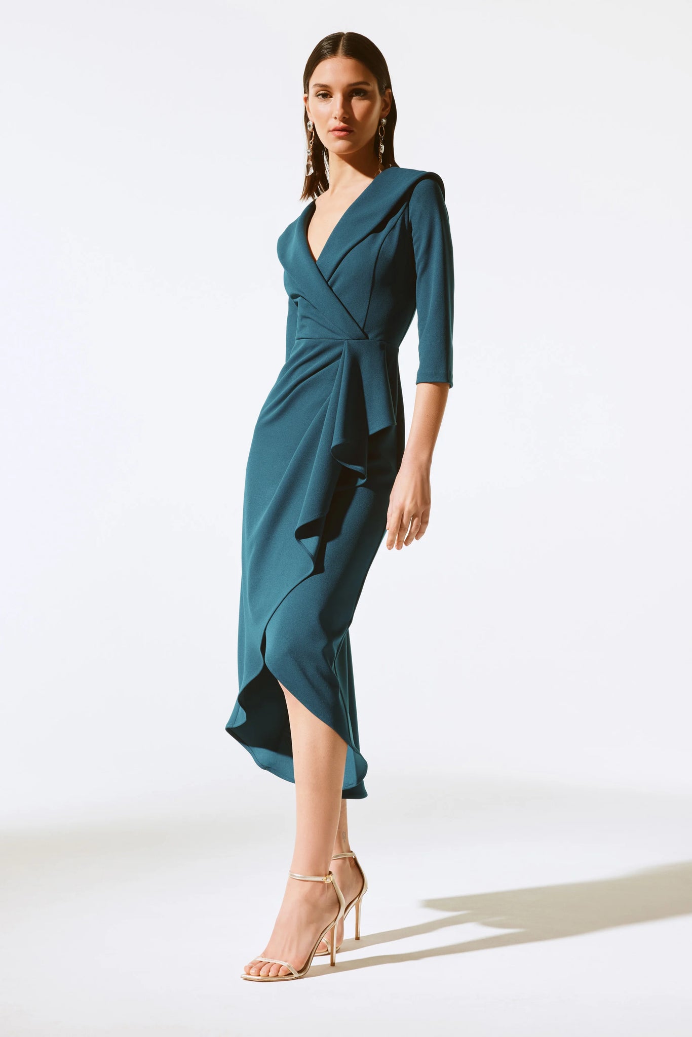 Scuba Crepe Ruffled Sheath Dress