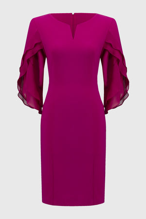 Silky Knit and Chiffon Sheath Dress