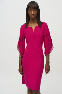 Silky Knit and Chiffon Sheath Dress