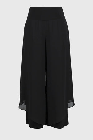 Chiffon and Silky Knit Wide Leg Pants