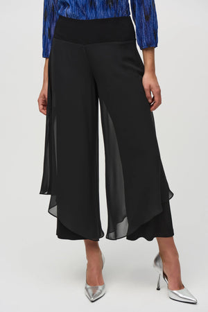 Chiffon and Silky Knit Wide Leg Pants