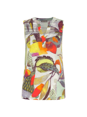 Sleeveless Smocked "Botanica" Art Top