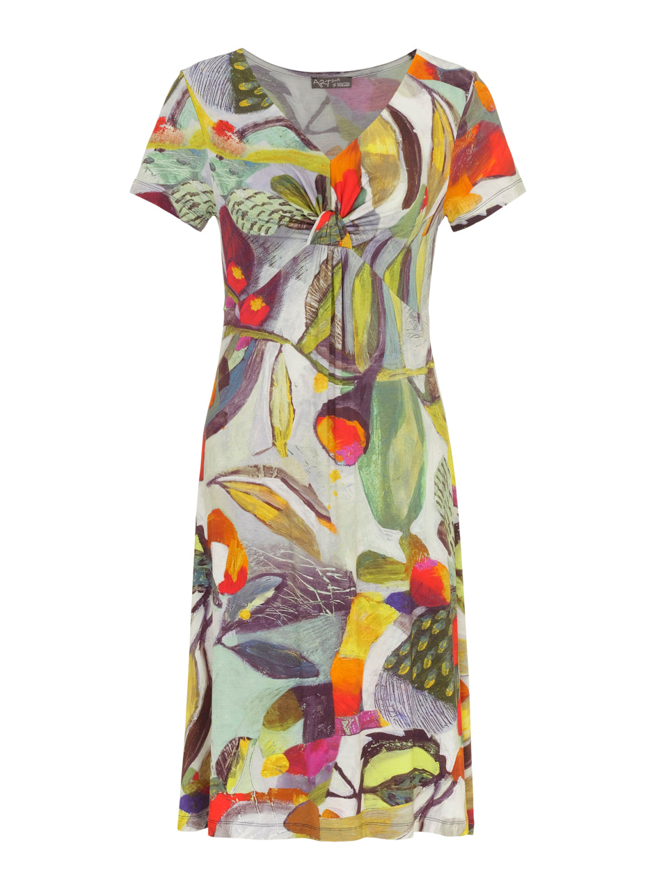 Cap Sleeve Twist Front "Botanica" Art Dress