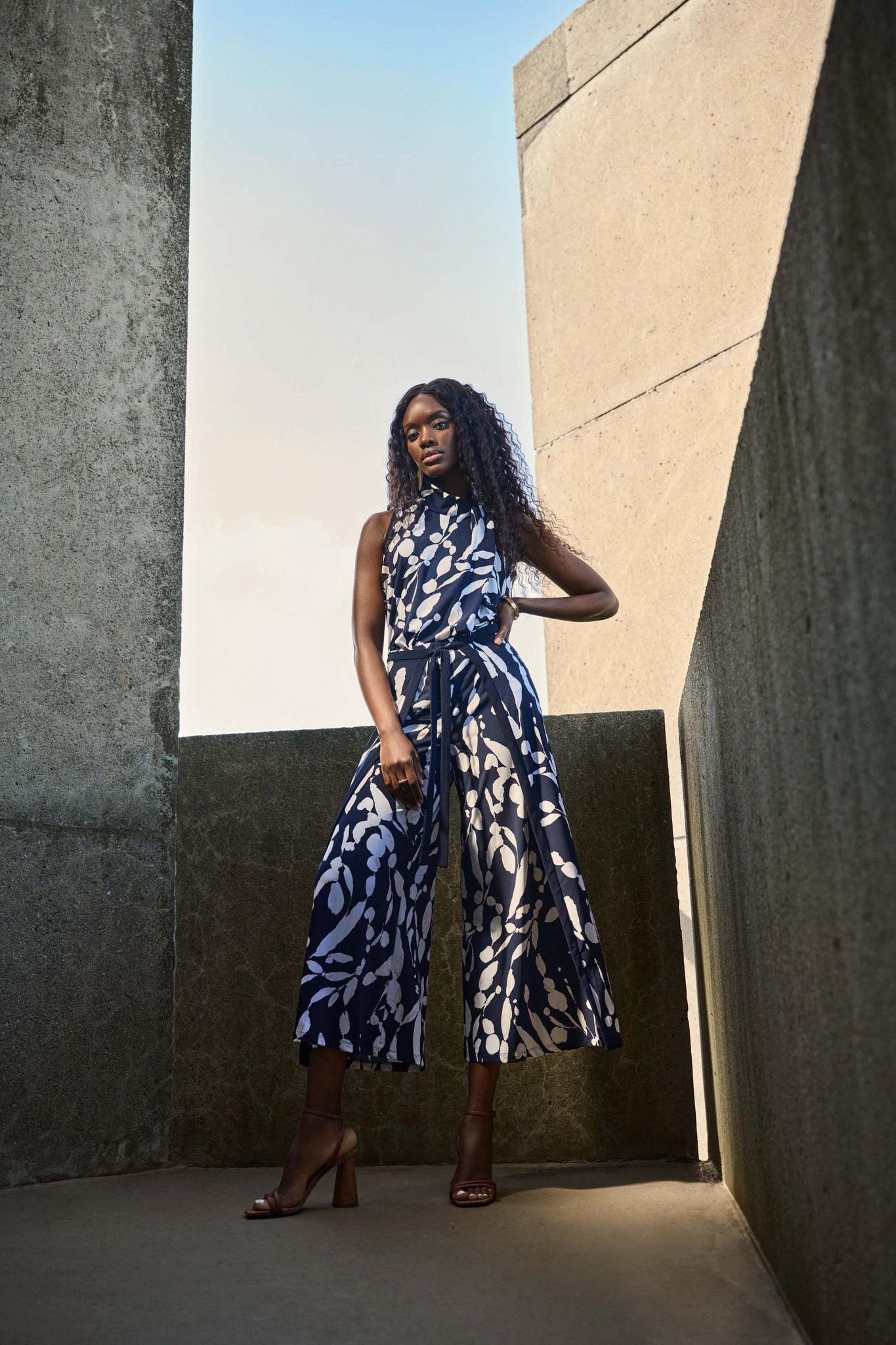 Silky Knit Abstract Print Sleeveless Top