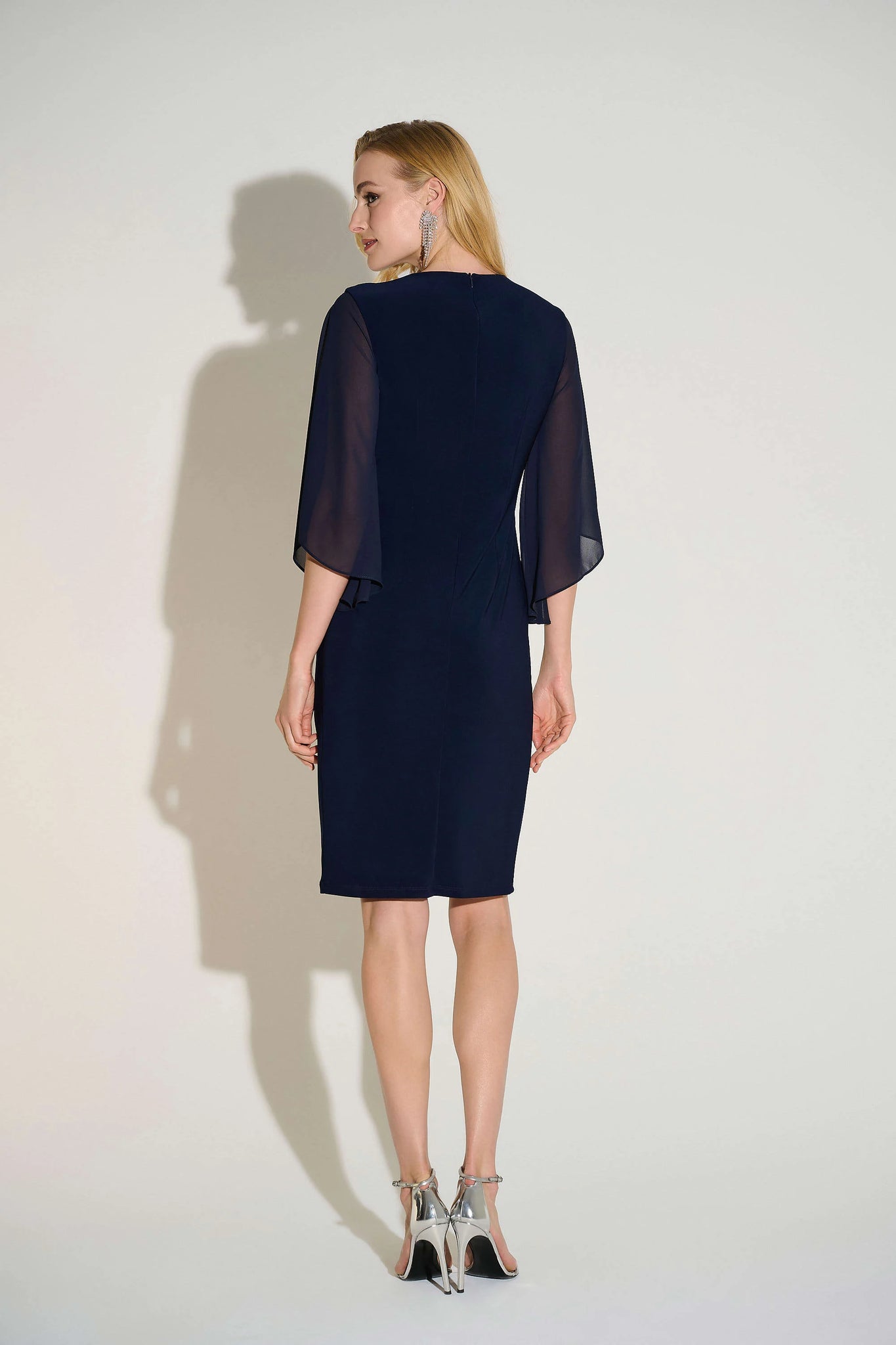 Silky Knit & Chiffon Sheath Dress