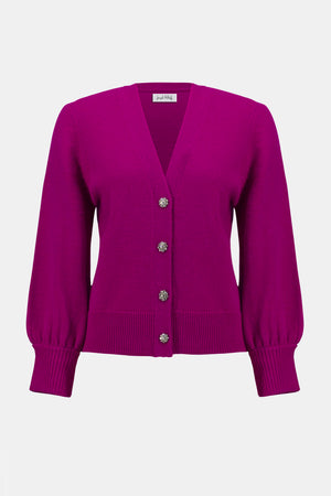 Sweater Knit Cardigan with Puff Sleeves