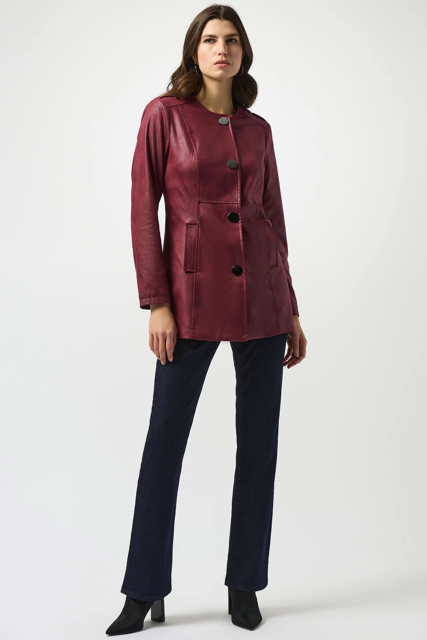 Foiled Faux Suede Fitted Jacket