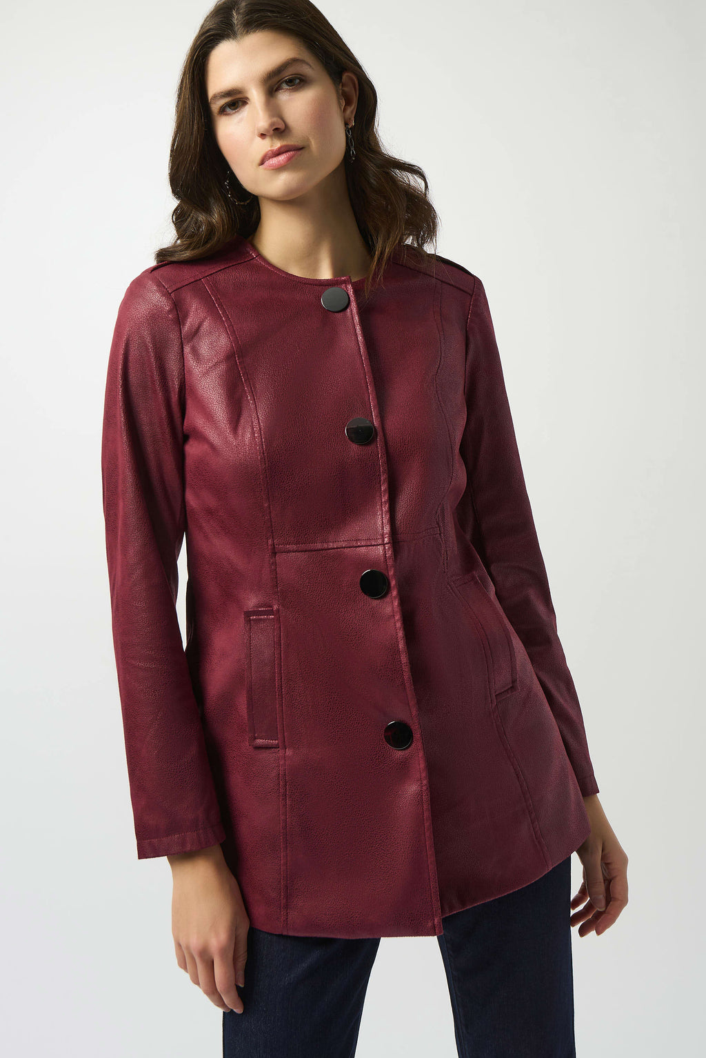 Foiled Faux Suede Fitted Jacket