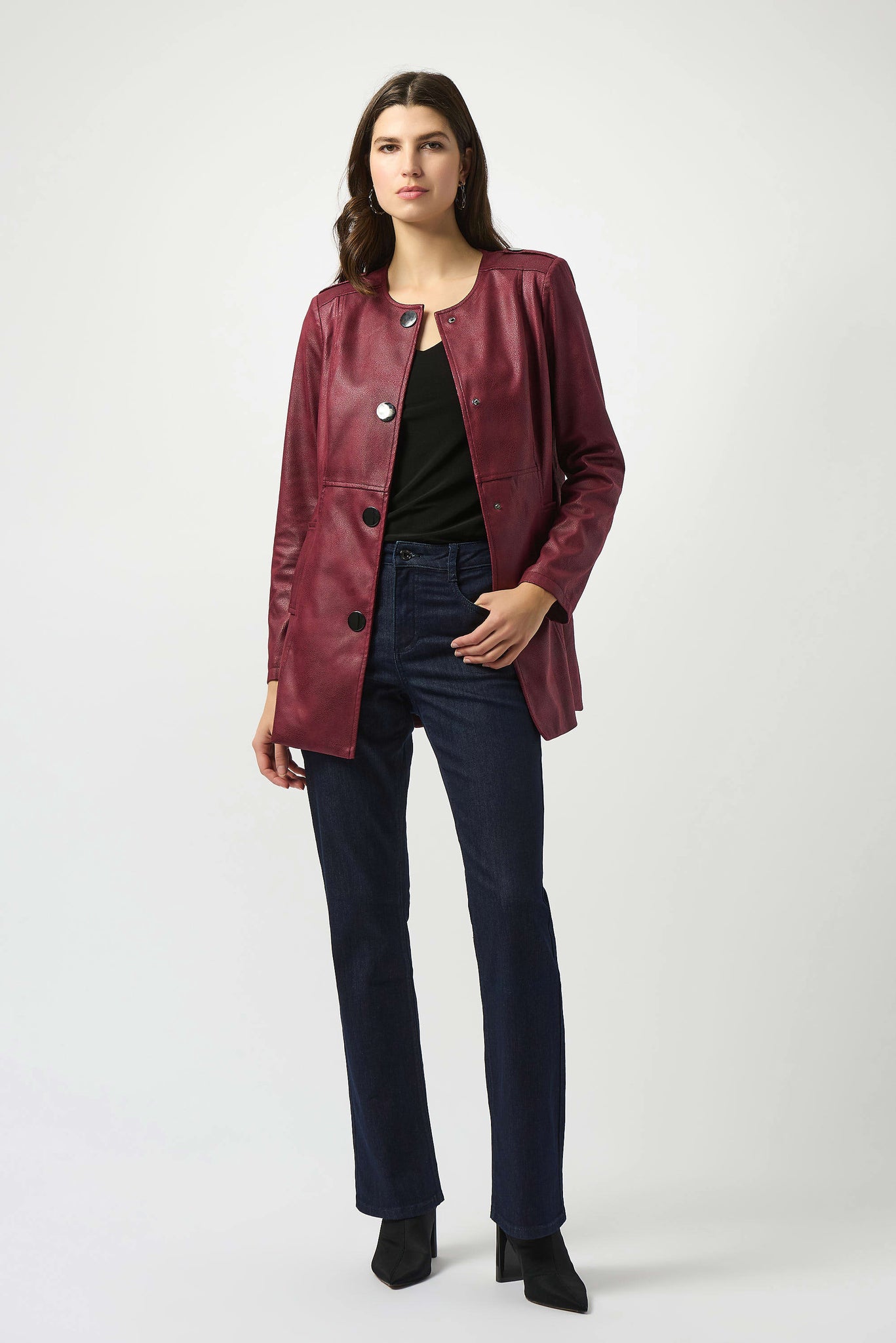 Foiled Faux Suede Fitted Jacket