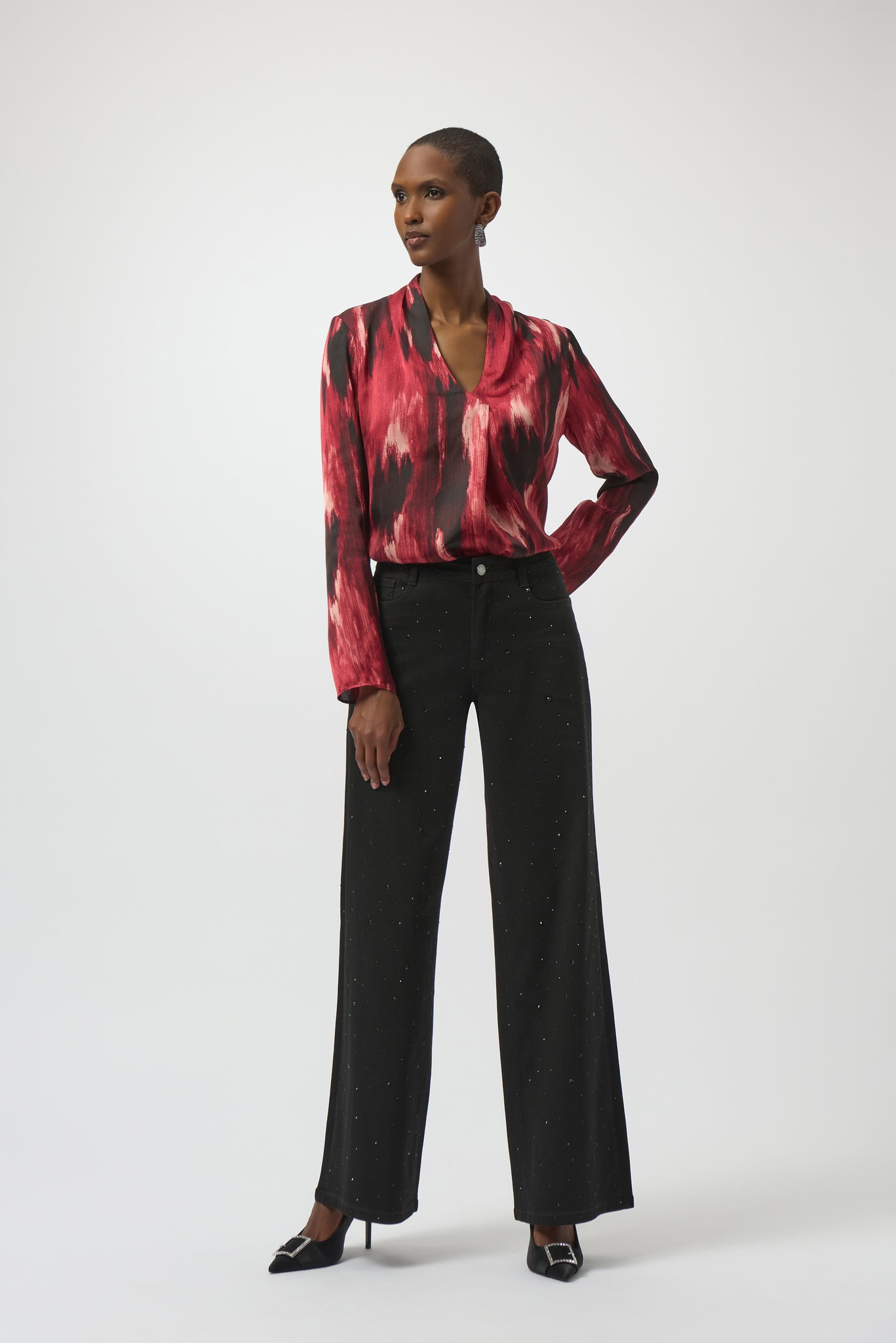 Satin Abstract Print Top