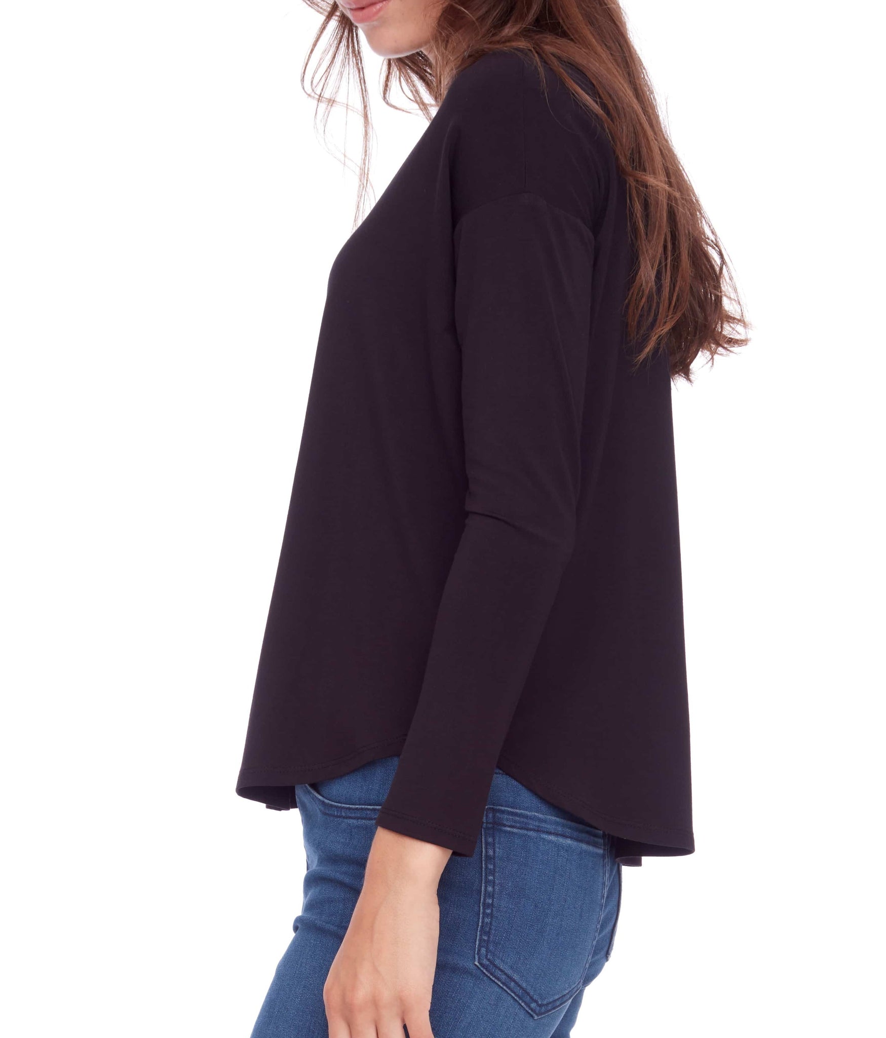 Solid Jersey Knit Top | Black