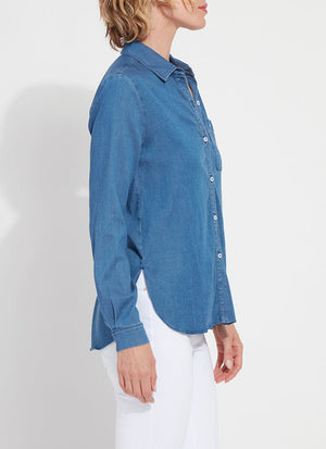 Drew Stretch Chambray Shirt | MID WASH