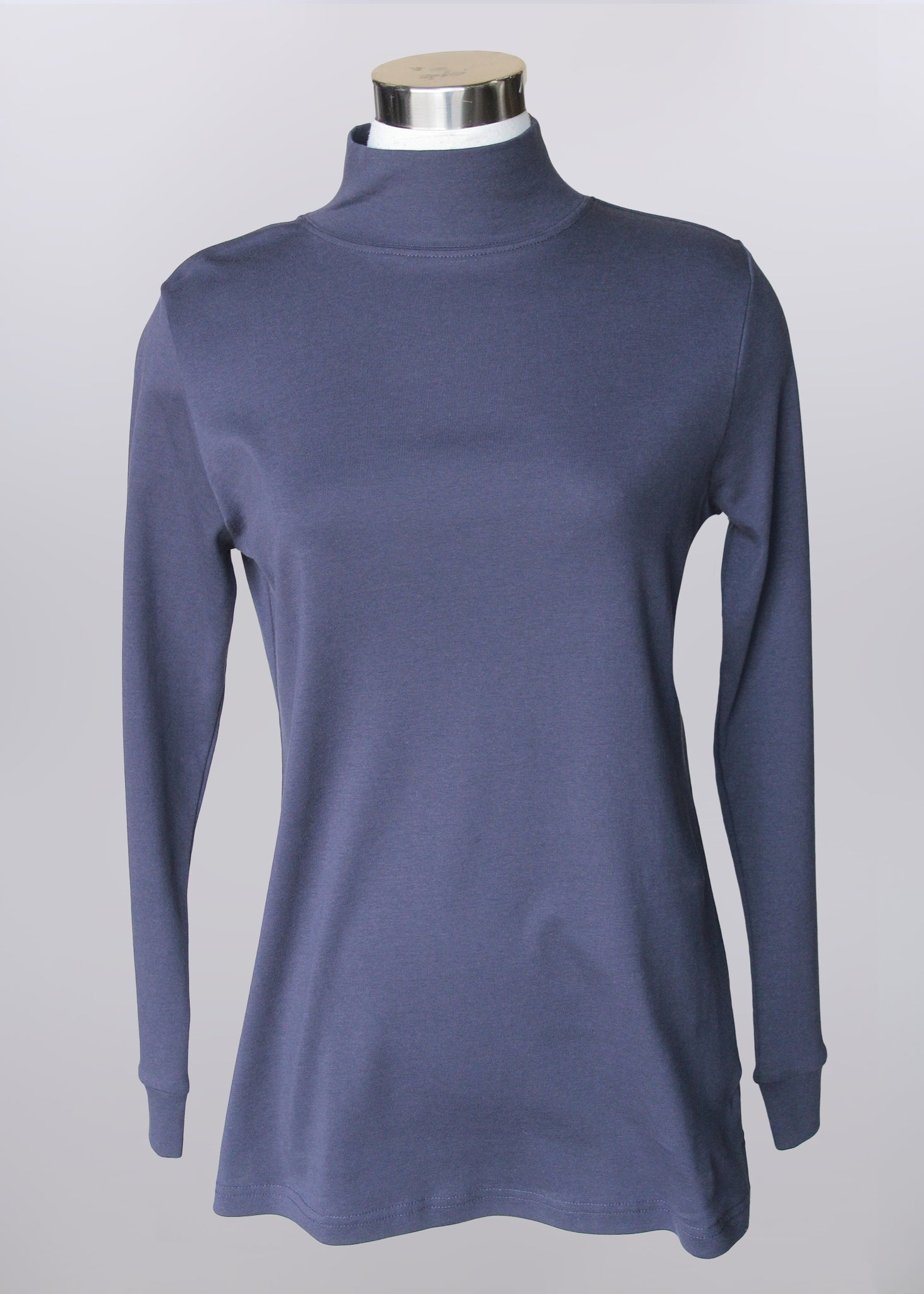 Long Sleeve Cotton Mock Neck Knit Tee