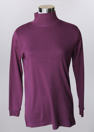 Long Sleeve Cotton Mock Neck Knit Tee