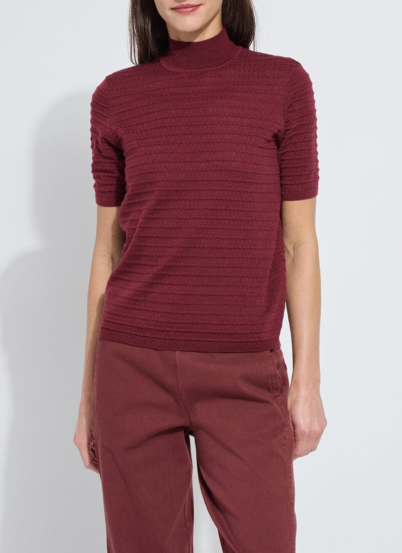 Lottie Smocked Mock Short Sleeve Sweater