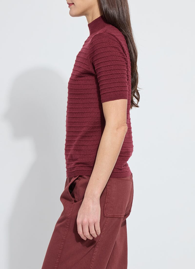 Lottie Smocked Mock Short Sleeve Sweater