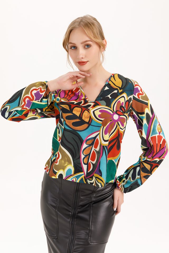 Majorca Long Sleeve V-Neck Blouse