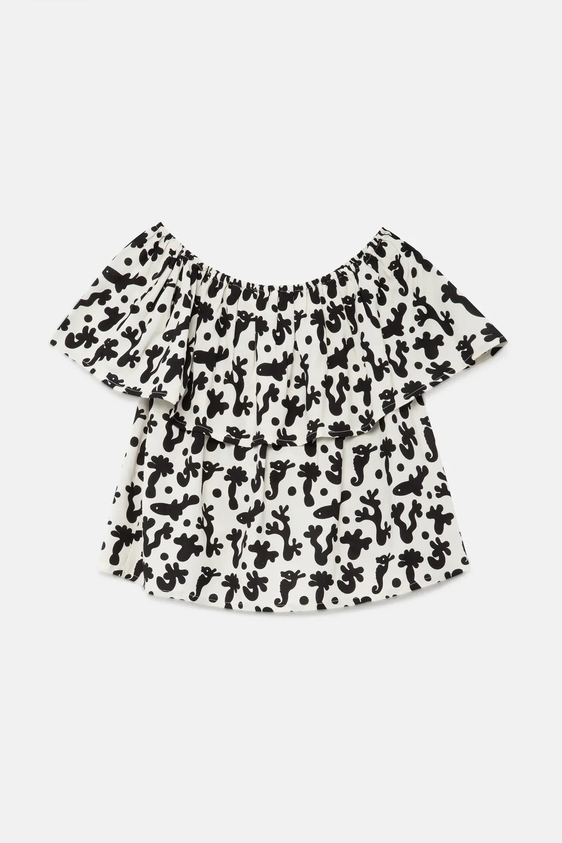 Coral Printed Top | Black & White