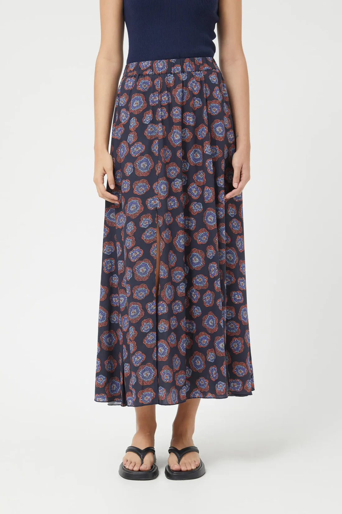 Long Floral Jacaranda Skirt 