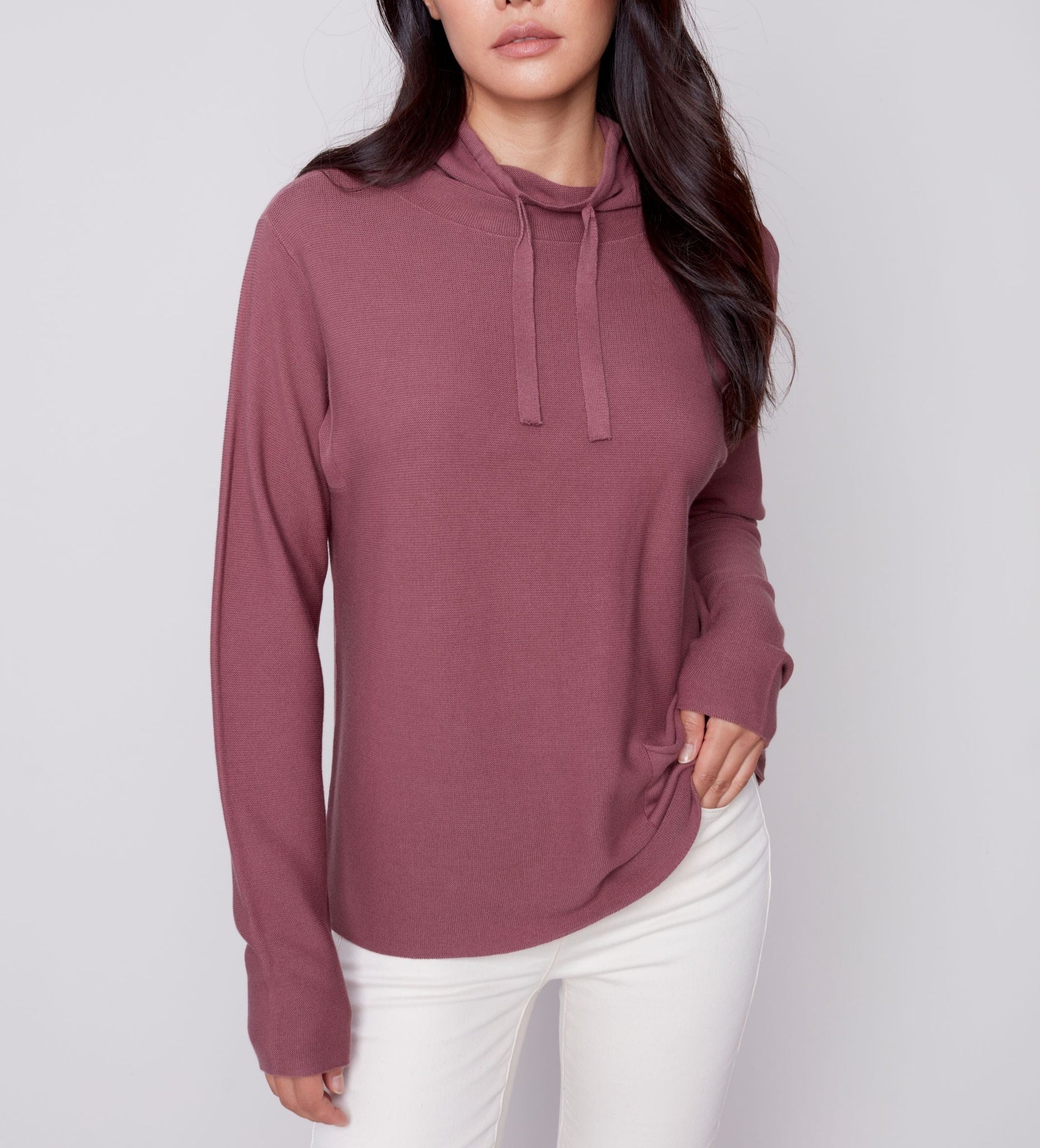 Drawstring cowl neck online pullover