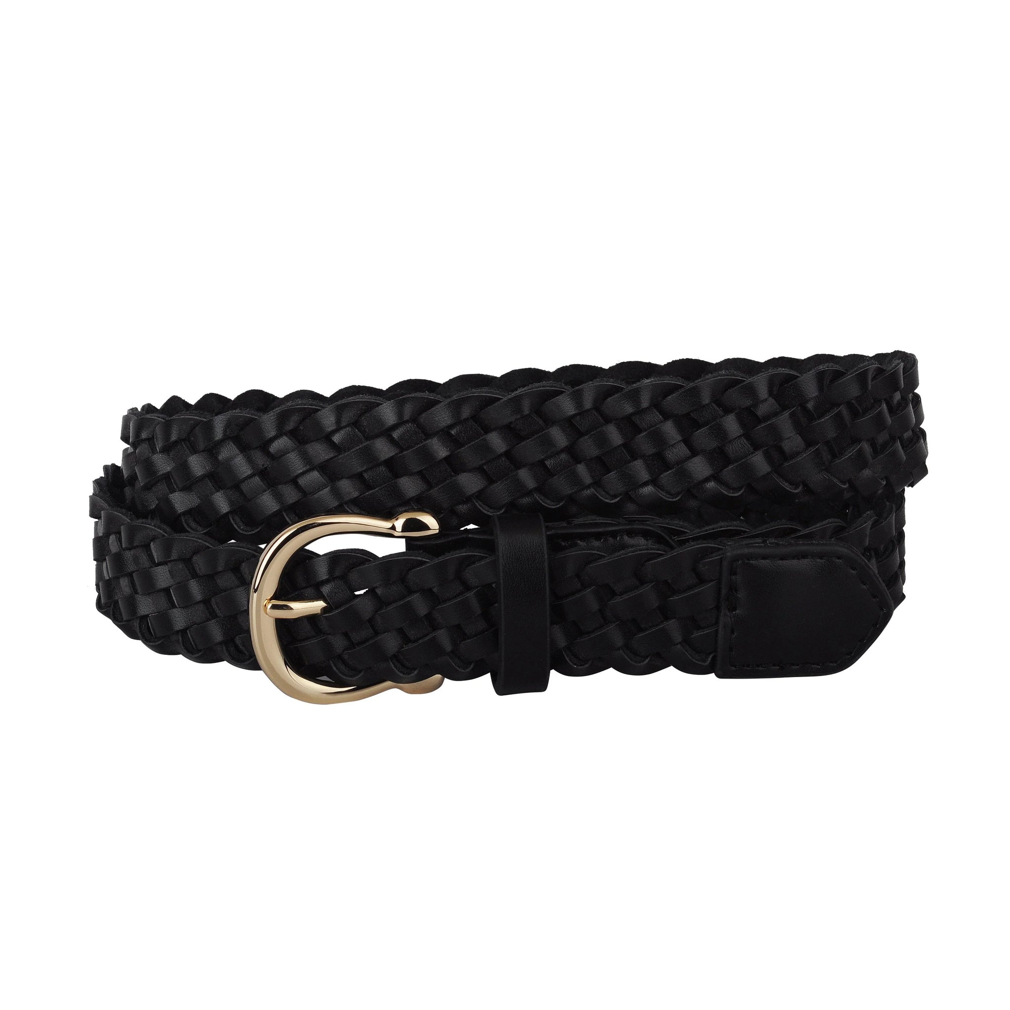 Classic Braided Equestrian Buckle Leather Belt | Black